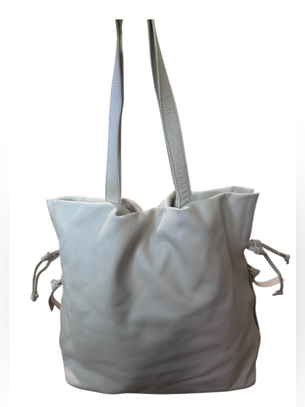Tote Le Monde Genuine Pebbled Leather Roma Cinch Tote Bag - Picture 2 of 13